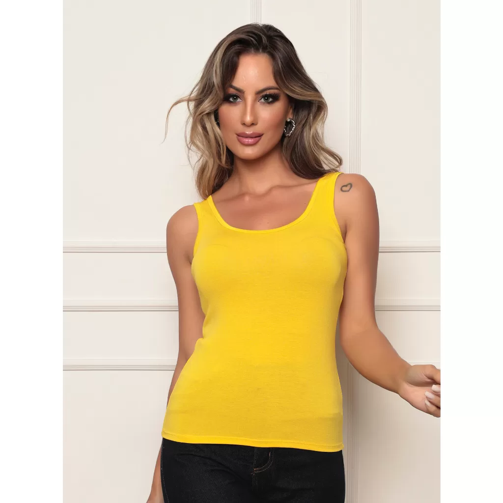 Regata alcinha larga feminina blusinha alça grossa basica lisa viscolycra