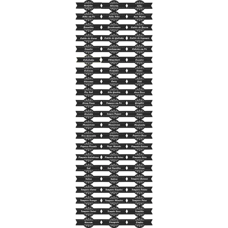 CARTELA TEMPERO 63 ETIQUETAS ADESIVO AUTO COLANTE 