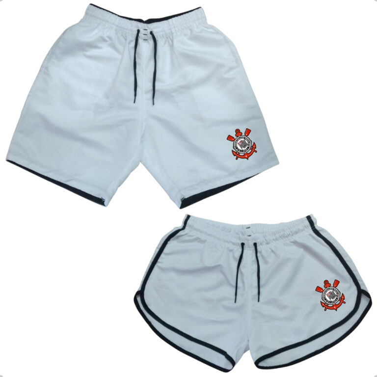 Kit Casal Shorts Casais Moda Praia Bermudas Iguais