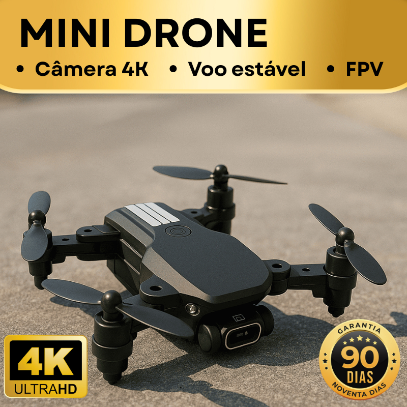 Mini Drone com Câmera 4K: Voo Estável, Manobras 360°, Transmissão em Tempo Real e Mochila de Armazen