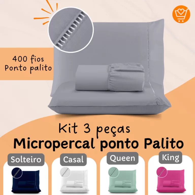 Kit Lençol Cama Casal Queen 400 fios Micropercal 