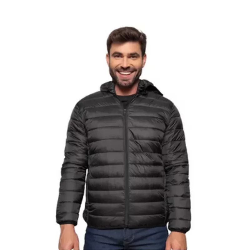 Jaqueta Puffer Bobojaco Masculina Corta Vento C/ Bolso Capuz