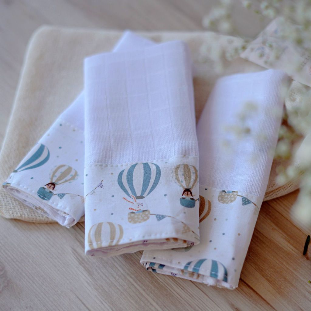 Kit 3 Panos de Boca Bebê 100% Algodão Fralda de Pano com Saquinho Presenteável