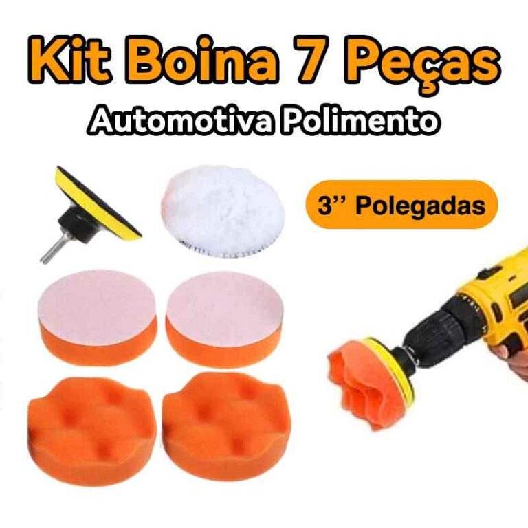 7 Peças Kit Boina Polimento Automotivo Espuma e L