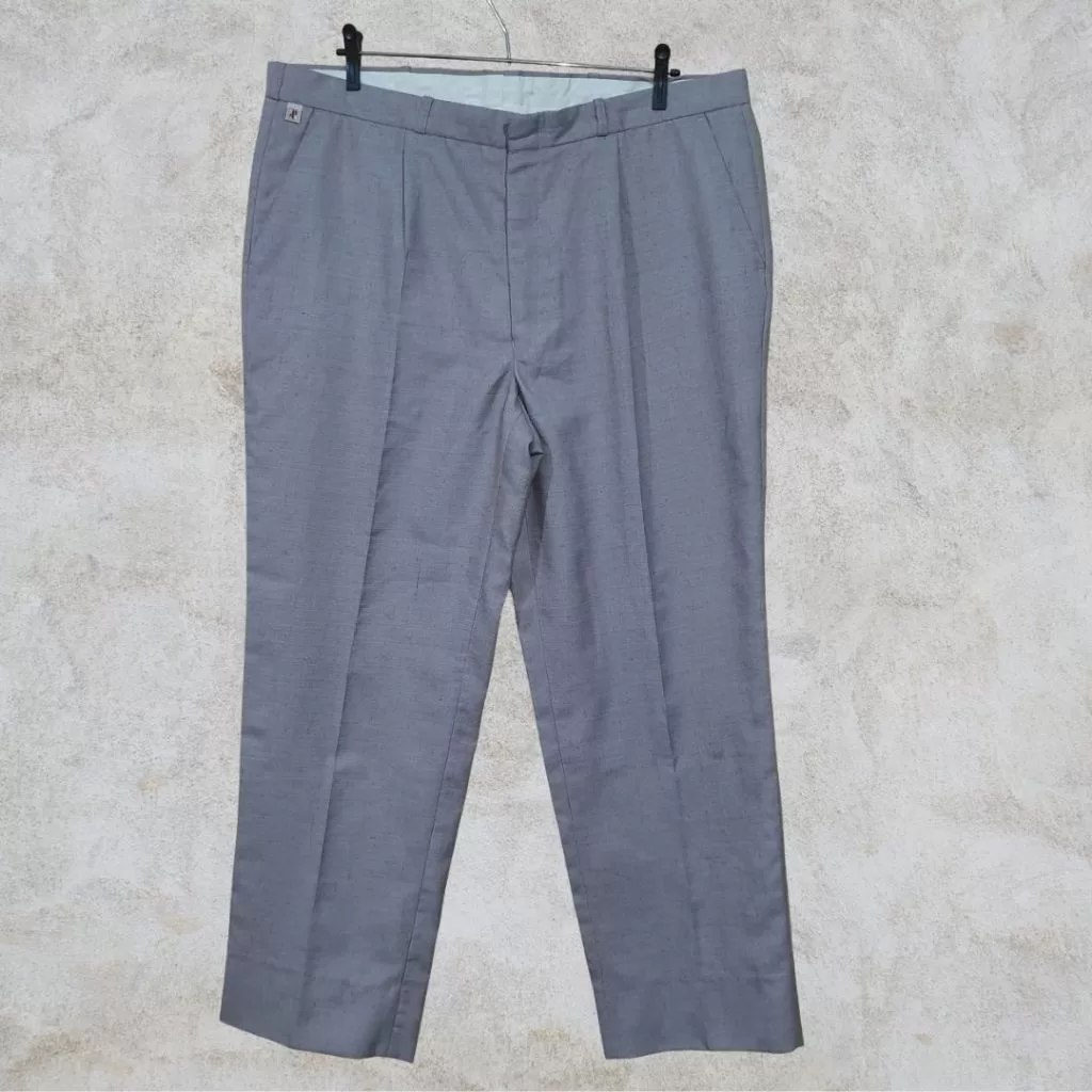 calça social masculina cinza plus size vintage