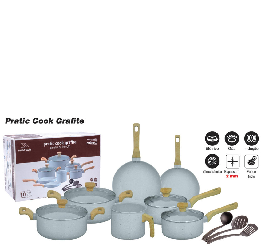 COOK PRATIC – JG PANELA INDUÇÃO C/ 10 PCS GRAFITE