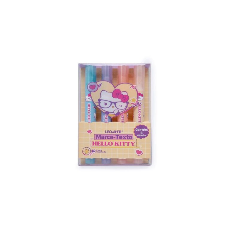 Marca Texto Hello Kitty Estojo C/ 4 Cores – 