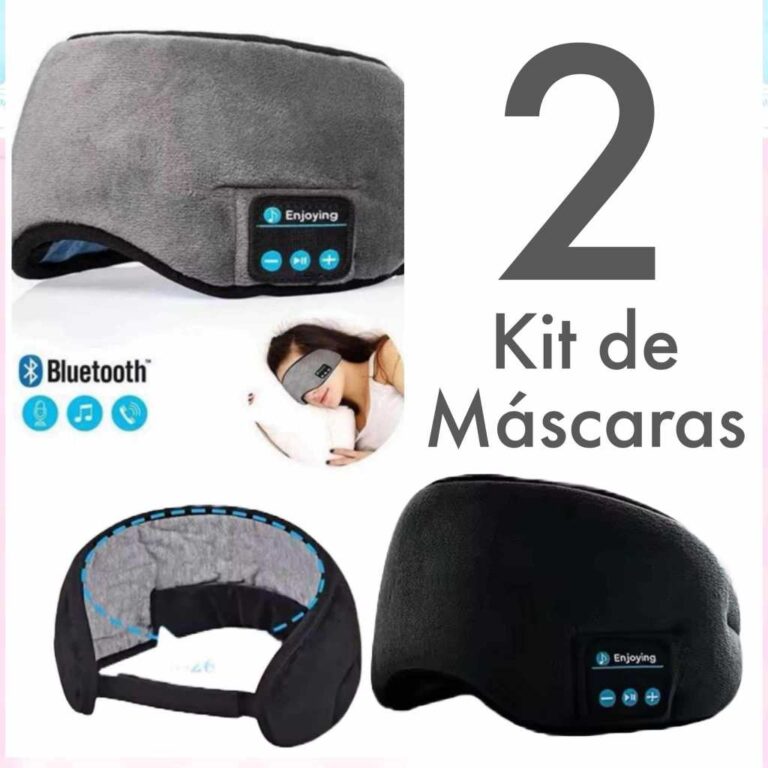 Máscara Tapa Olho Dormir Kit Preto/Cinza Com Fone