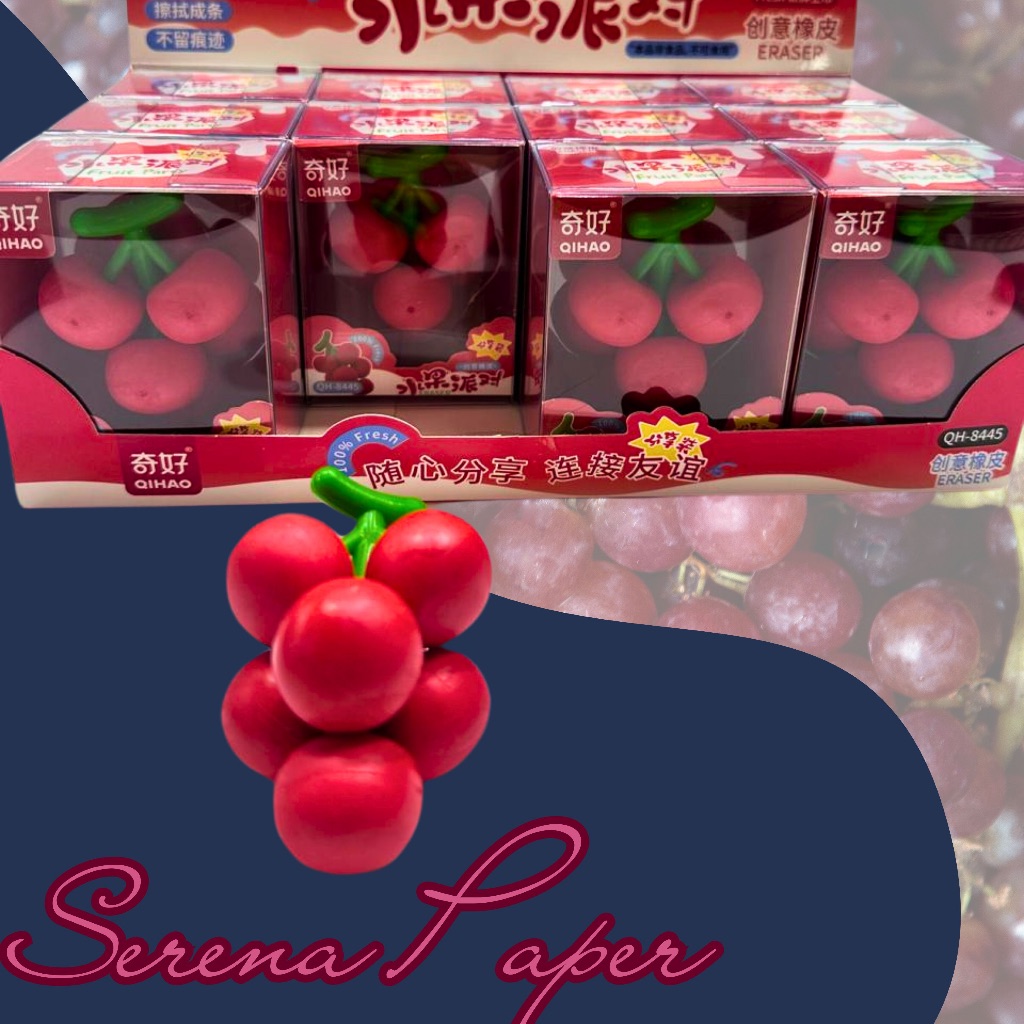 BORRACHA GIGANTE DESMONTÁVEL FORMATO DE UVA / PAPELARIA FOFA KAWAII / MATERIAL ESCOLAR