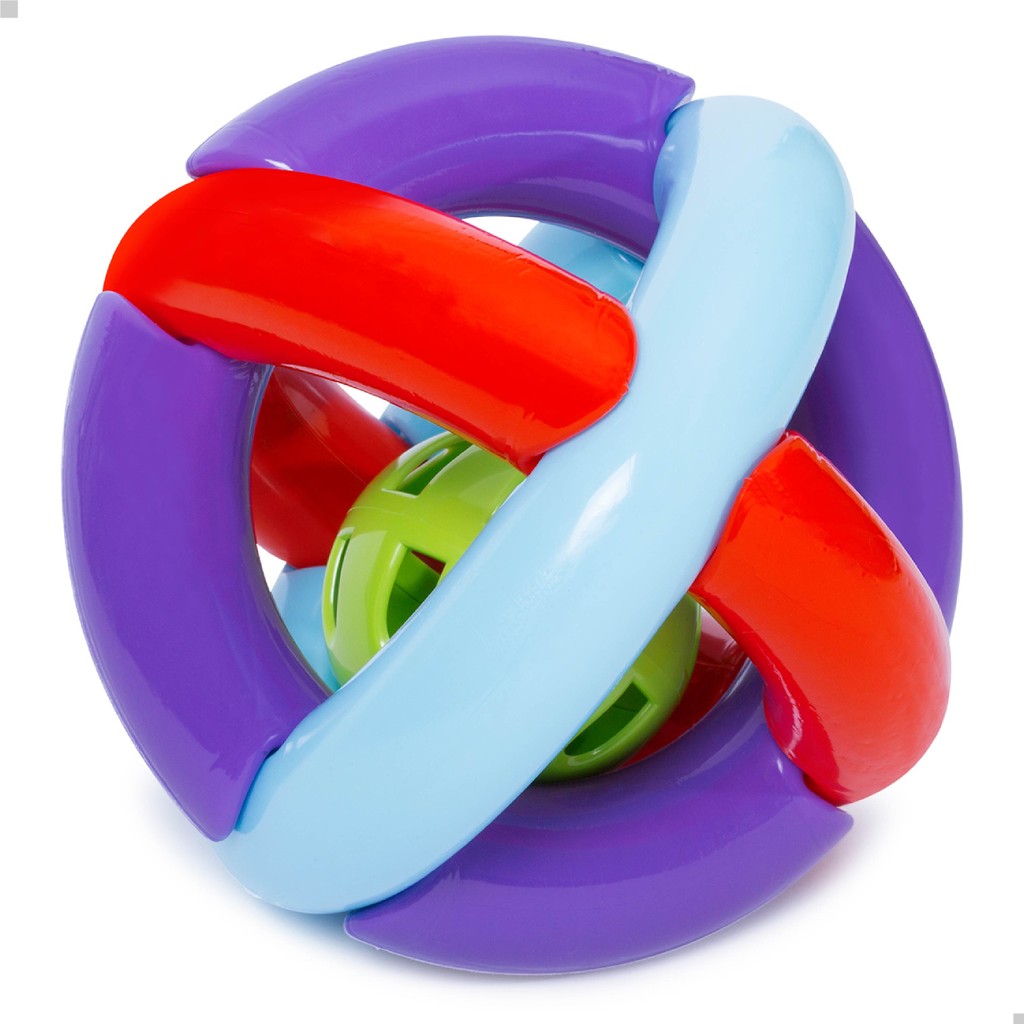 BOLA MALUQUINHA AZUL C/ VERMELHO BABY CHOCALHO P/ NENEM BRINQUEDO PARA BEBE ATRATIVO COLORIDO