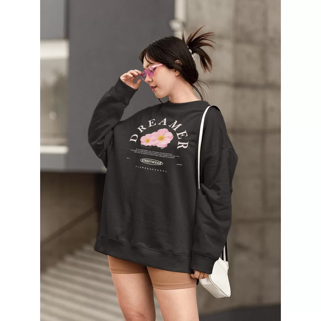 Moletom Blusa de Frio Básico Estiloso Feminino Estampado Gola Redonda Confortável 100% Algodão – Dre