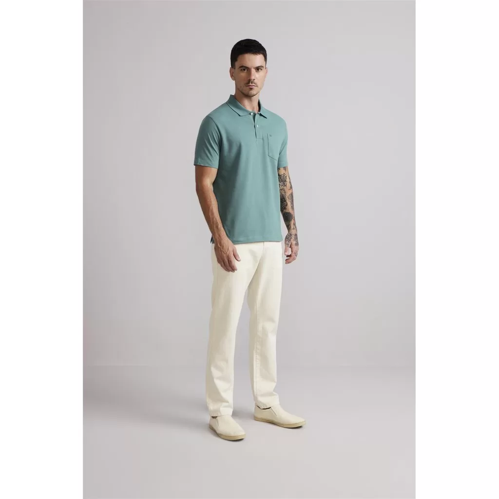 Polo Manga Curta com Bolso Comfort Piquet – Roxo Malva