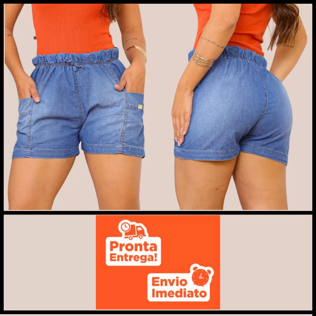 Bermuda jeans linda feminina casual, short confortável e leve soltinho tradicional para o verão