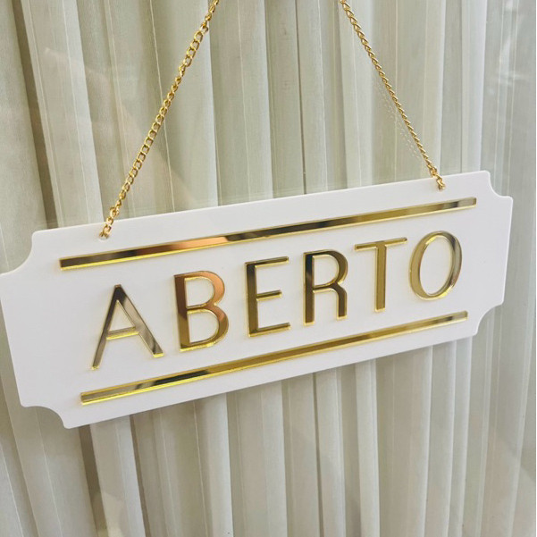 Placa Sinalização Aberto Fechado em Acrílico co