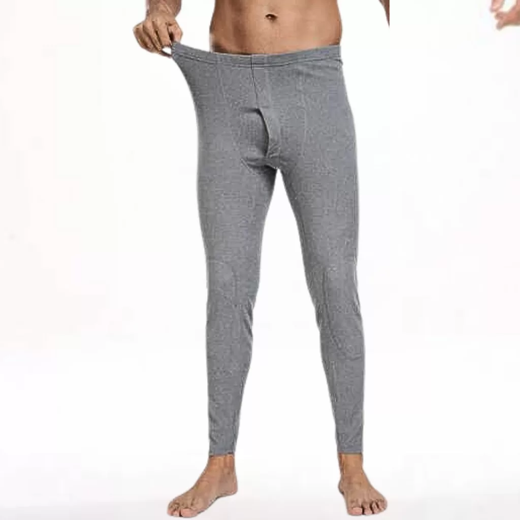 Calça Térmica Peluciada Masculina Segunda Pele Cinza Respirável Secagem Rápida Inverno Quente