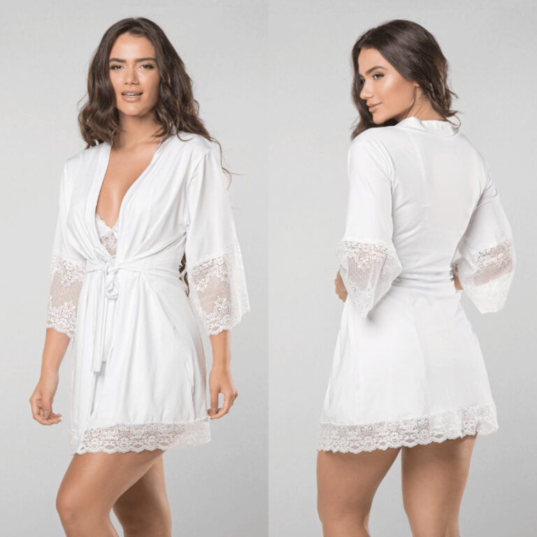 Robe Feminino em Microfibra Rendado Roupão Luxo S