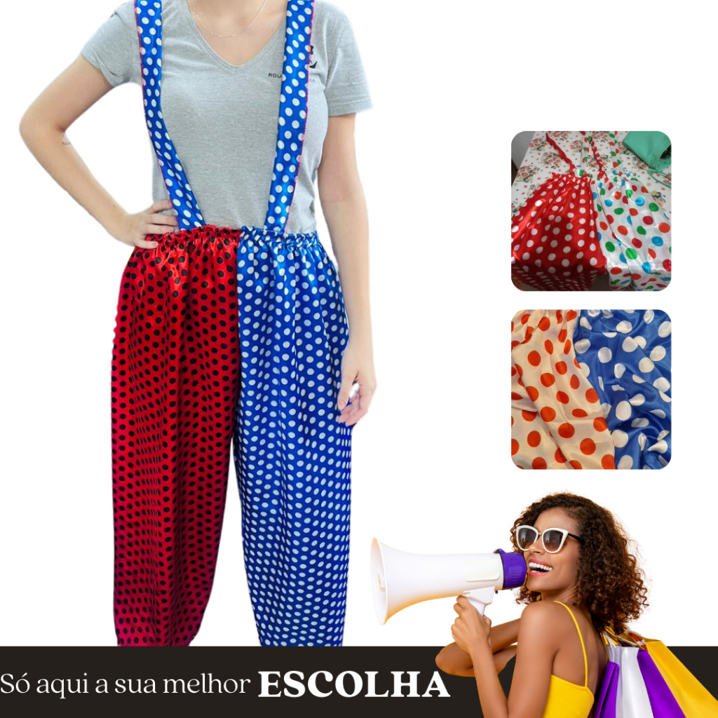 Roupa De Palhaço Adulto Com Suspensório Fantasia Palhaço Palhaça Infantil Adulto Envio Imediato FULL