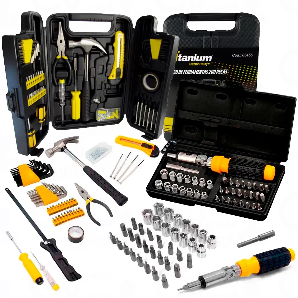 Kit Jogo Ferramentas Maleta 241 Peças Com Soquetes E Bits Chave Catraca Reversível Semi Profissional