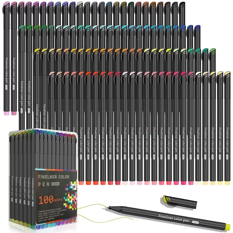 12-100 Pcs/set Fineliner Caneta Colorida 0.4mm À Base De Água Pintura Para Crianças Pincel Estudante