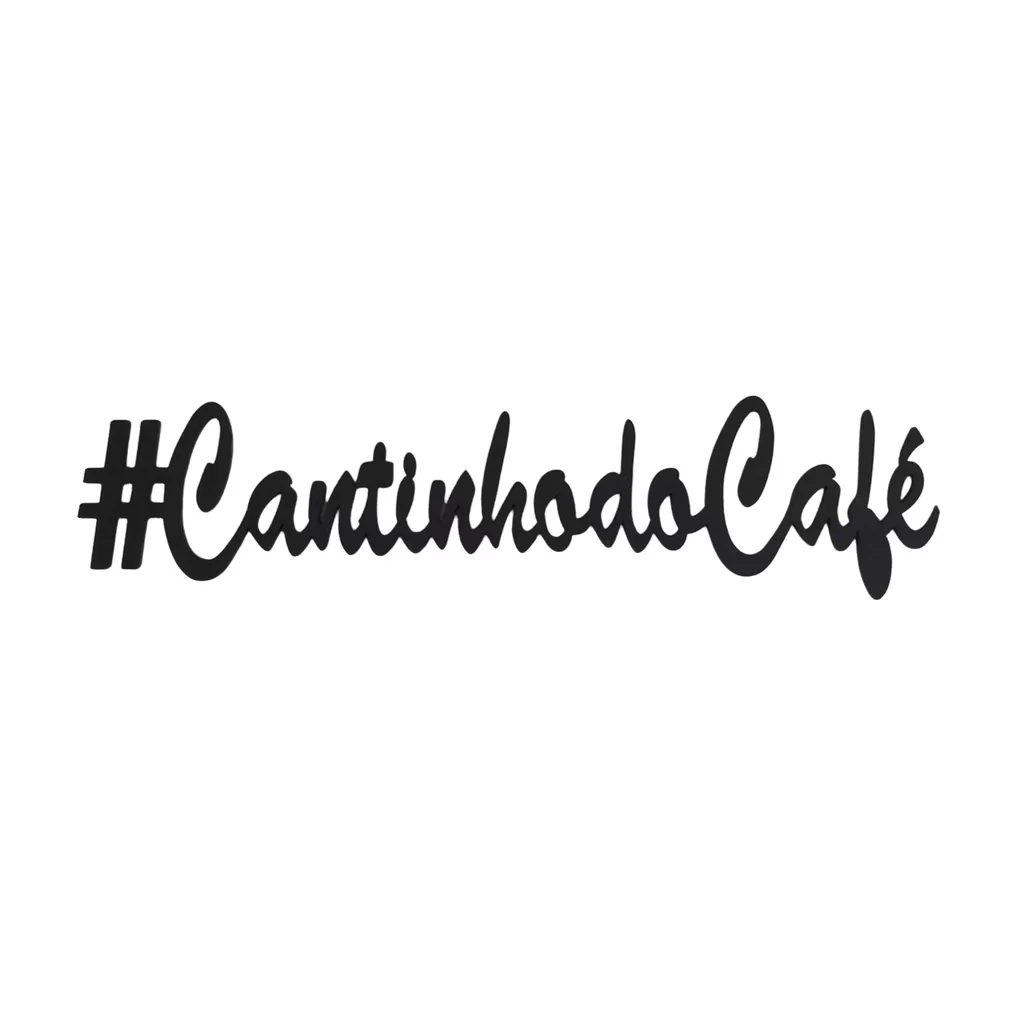 Placa Decorativa #CantinhodoCafé cor Preto 25 cm x 5,5 cm