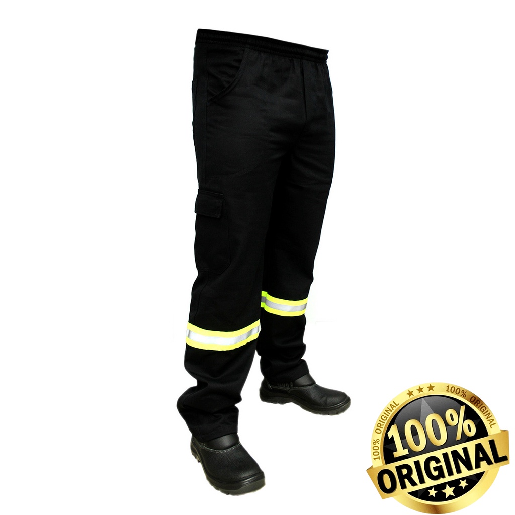 Calça de Uniforme Profissional Com Faixa Refletiva Reforçada Cargo Bolsos Laterais Trabalho Pesado