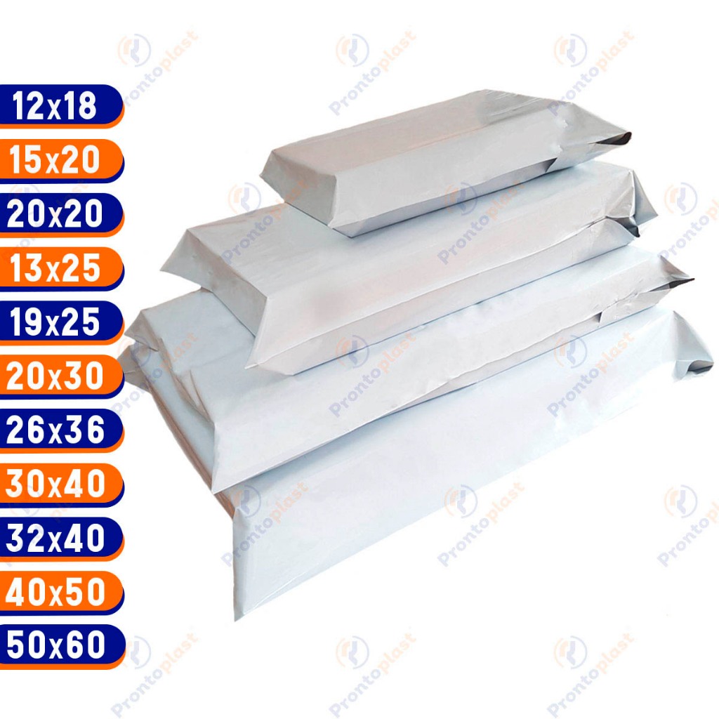 100 Envelope de Segurança Branco Premium Lacre Inviolável Saco Envio Correio – 40×50, 50×60 são 50un
