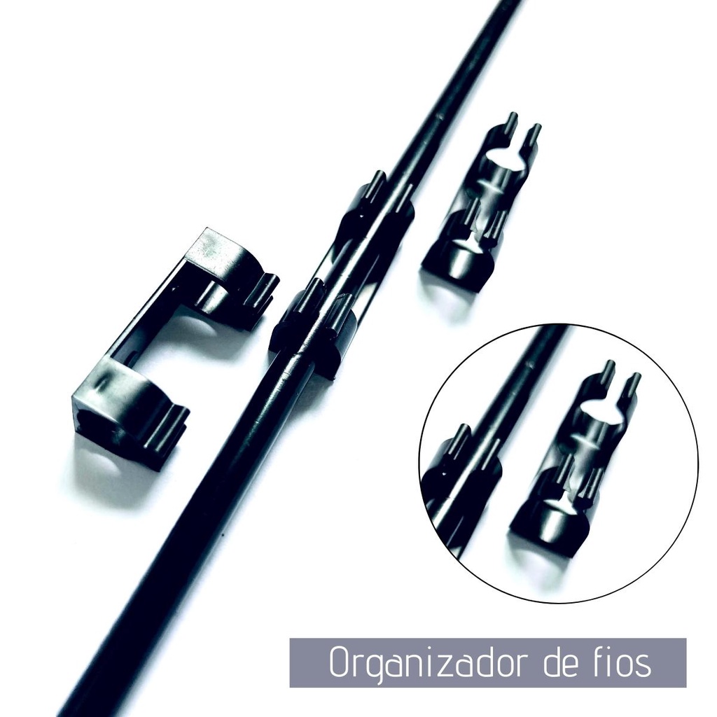 Organizador para cabos e fios auto-adesivo com abertura central ideal para cantos