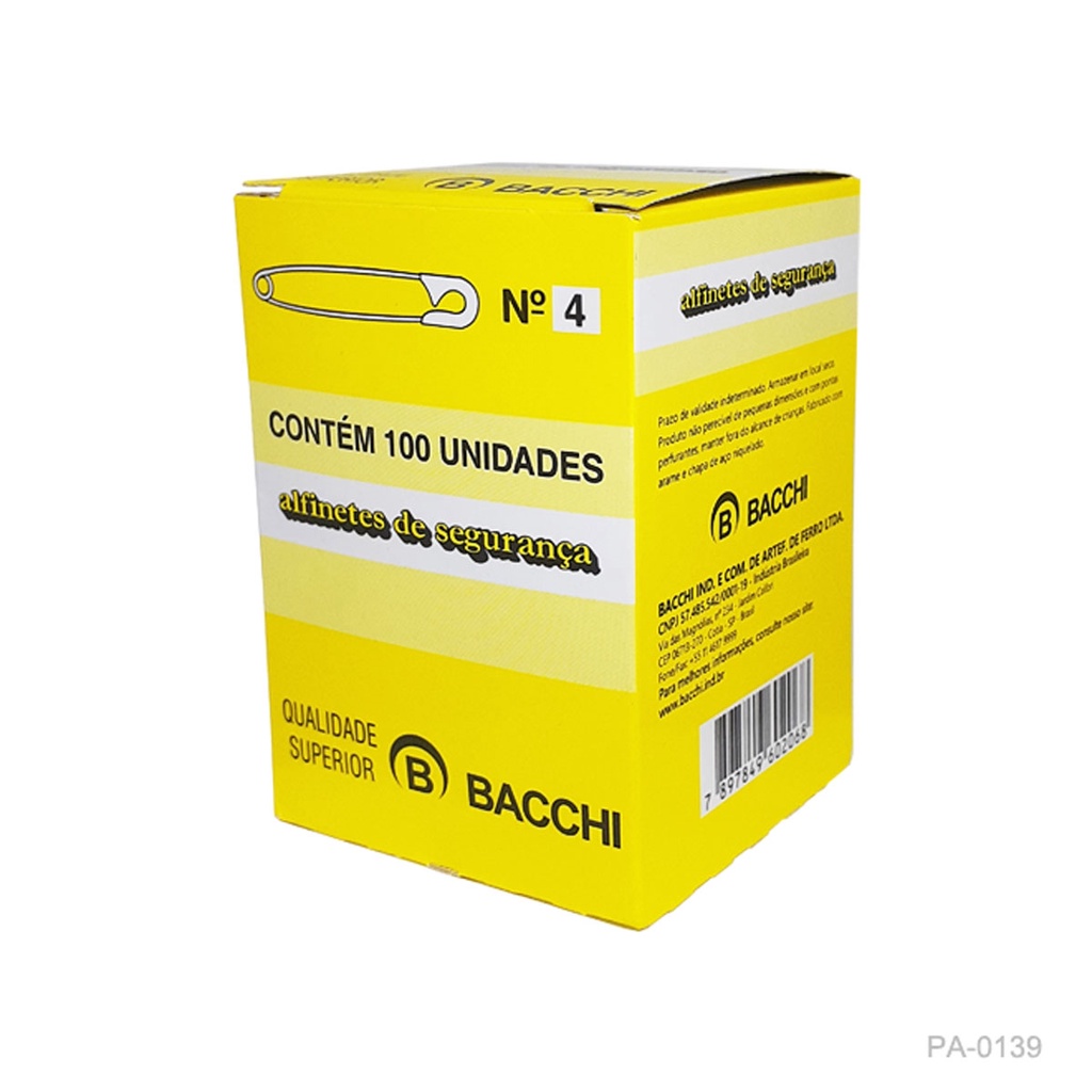 Alfinete De Segurança Bacchi N.04 Pacote Com 100