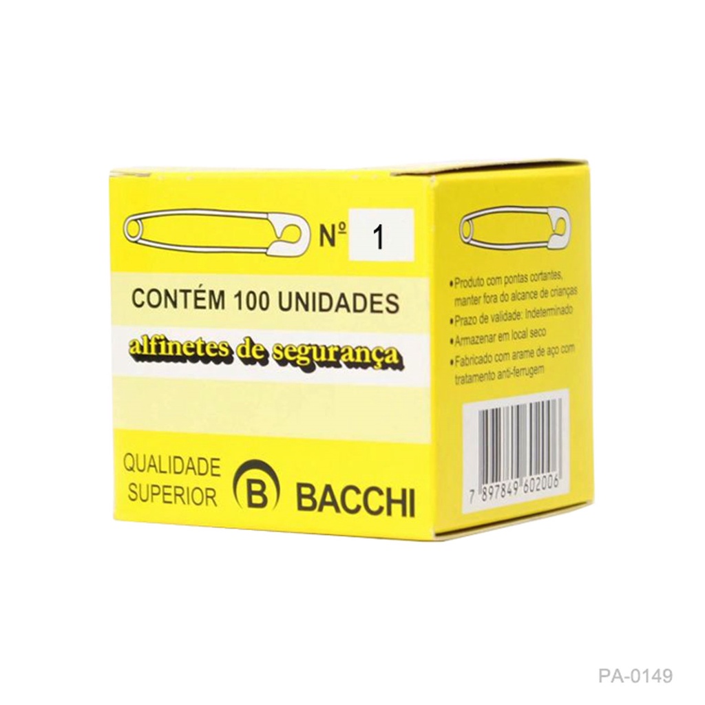 Alfinete De Segurança Bacchi N.01 Pacote Com 100