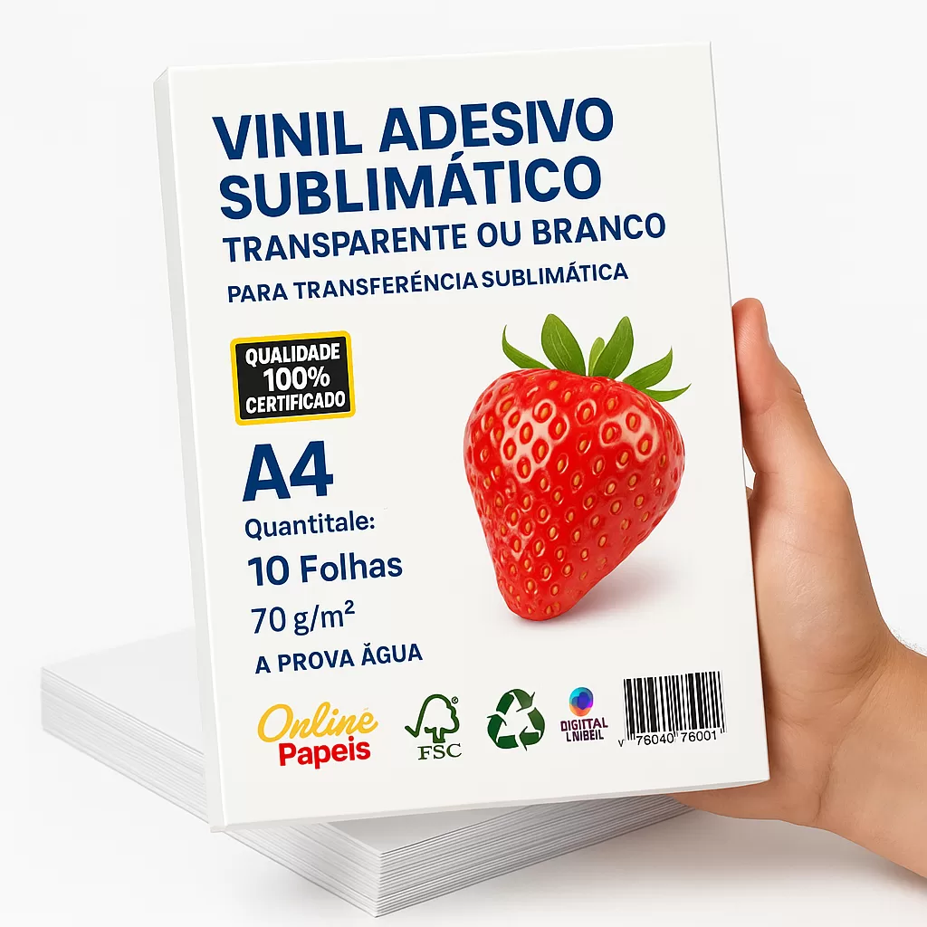 Vinil Sublimatico Transparente ou Branco Adesivo A4 10 Folhas