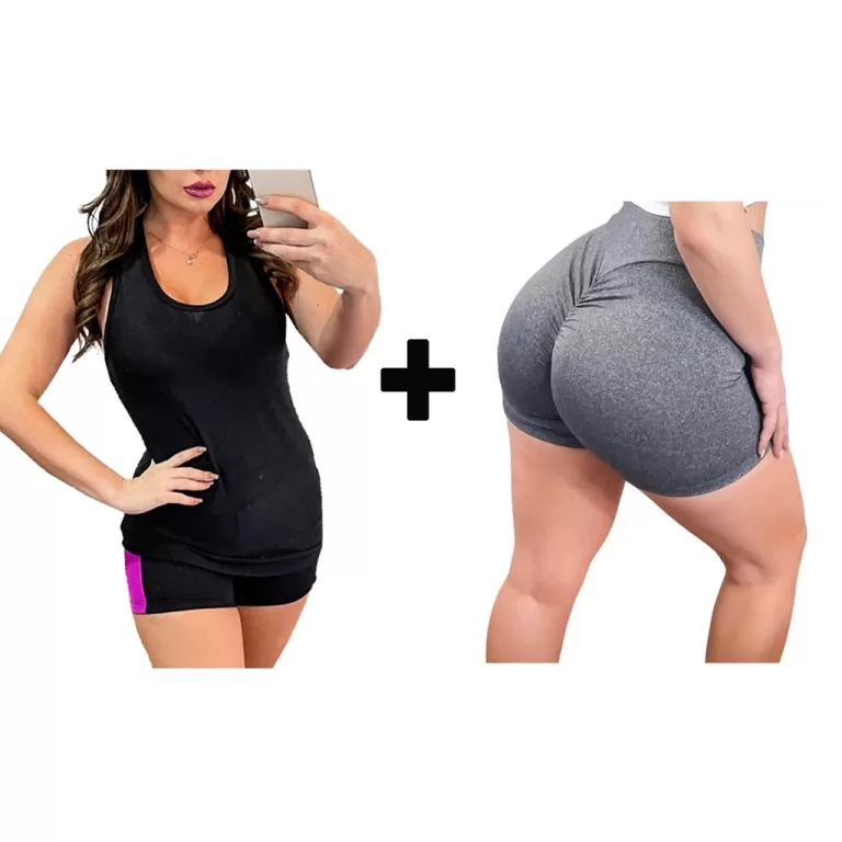 Kit Regata + Shorts Empina Bumbum Franzido Fitness
