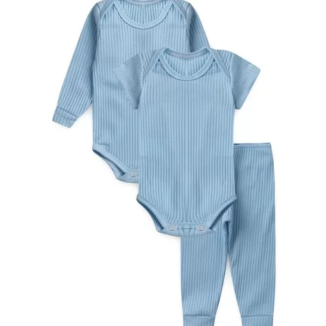 Kit  Bebê 3 Peças Ribana Azul Bebê