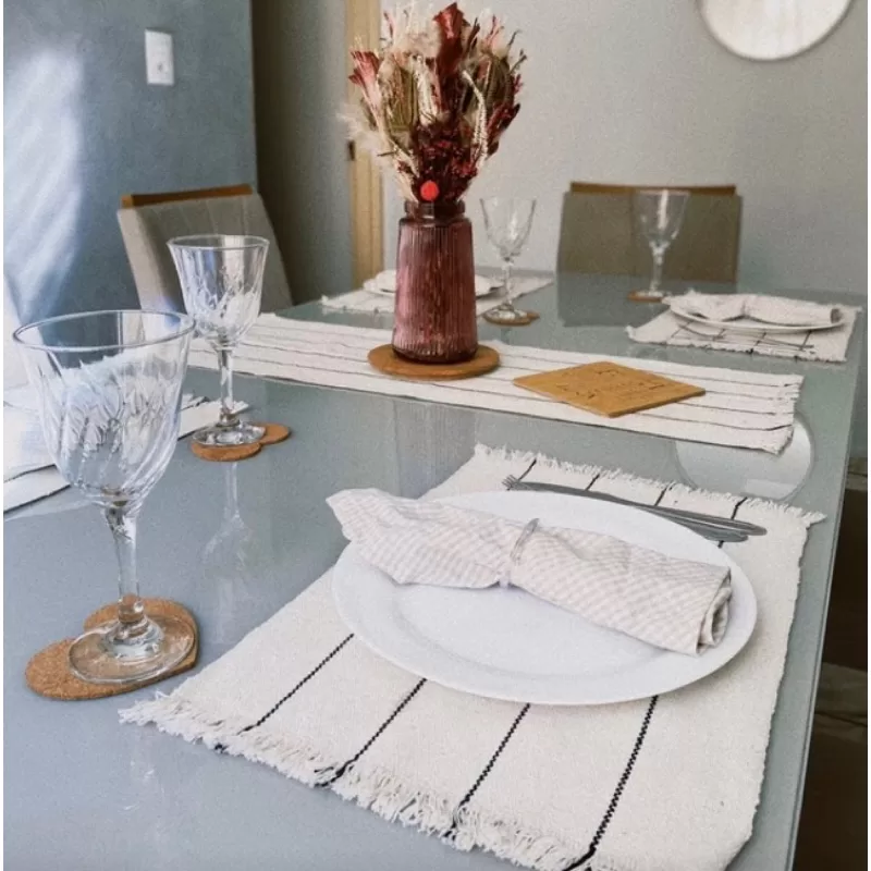 Jogo Americano 7 peças Feito em Tear Algodão Chic Decoração Imperdível Promoção