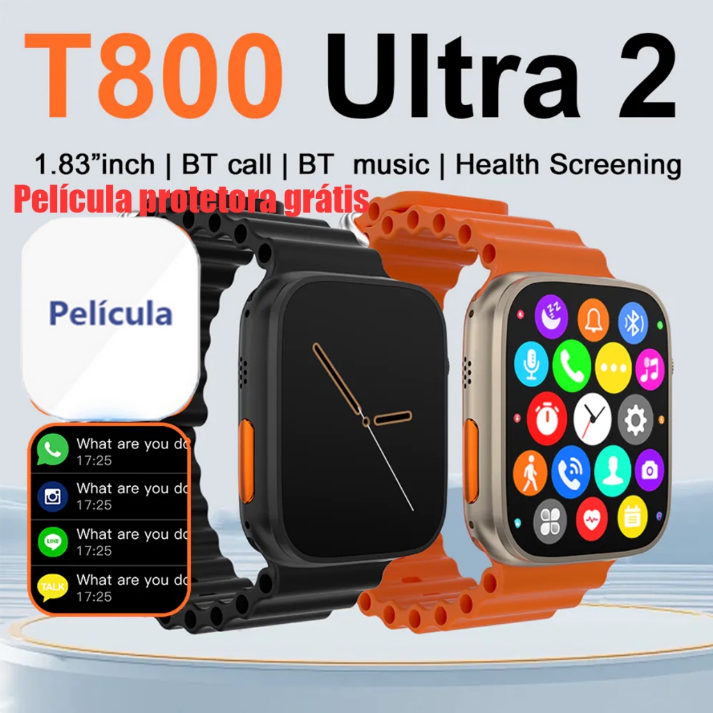 2026 Nova T800 Ultra 2 Série 8 Relógio Ultra Smart Watch Esportivo Sem Fio À Prova Dágua MT800 NFC