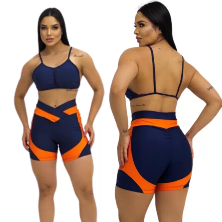Short Empina Bumbum 2 Cores Bermuda Fitness Short 