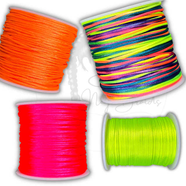kit 4 rolo fio de cetim neon carnaval 50mts, fio s