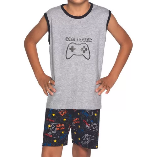 Pijama Masculino Infantil Curto Game Over Lupo