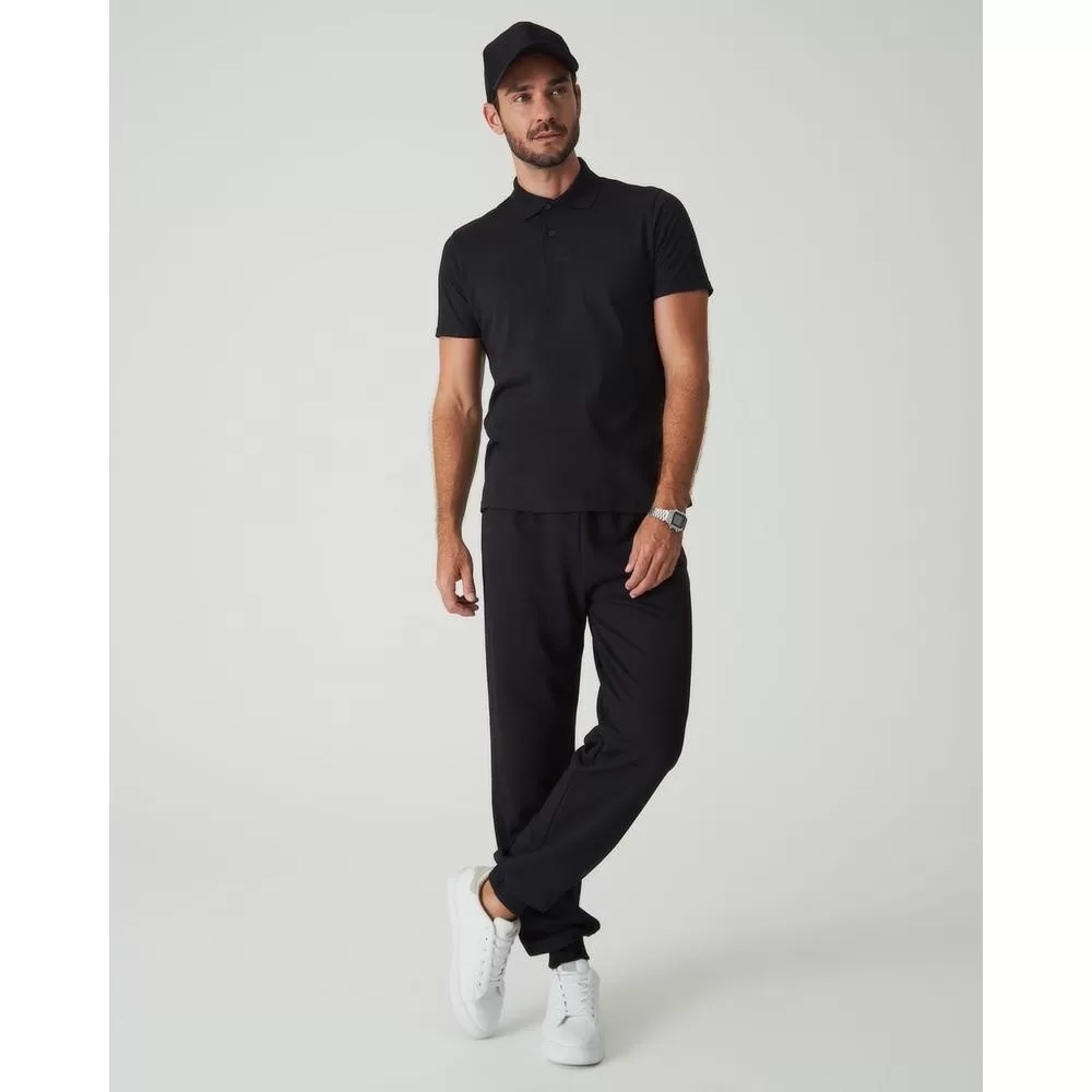 Calça Básica Masculina Em Moletom Flanelado