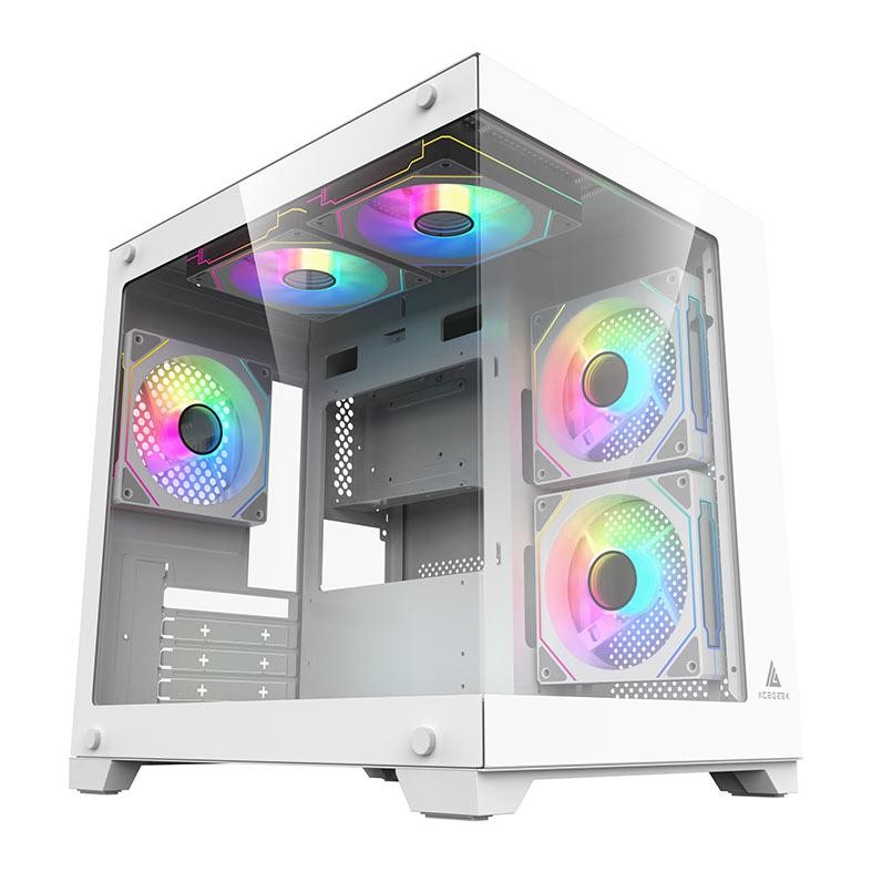 Gabinete Gamer Aquário Acegeek Vacancy L375 Mid-Tower, Lateral de Vidro, Branco, AG-VACANCY-L375-WH