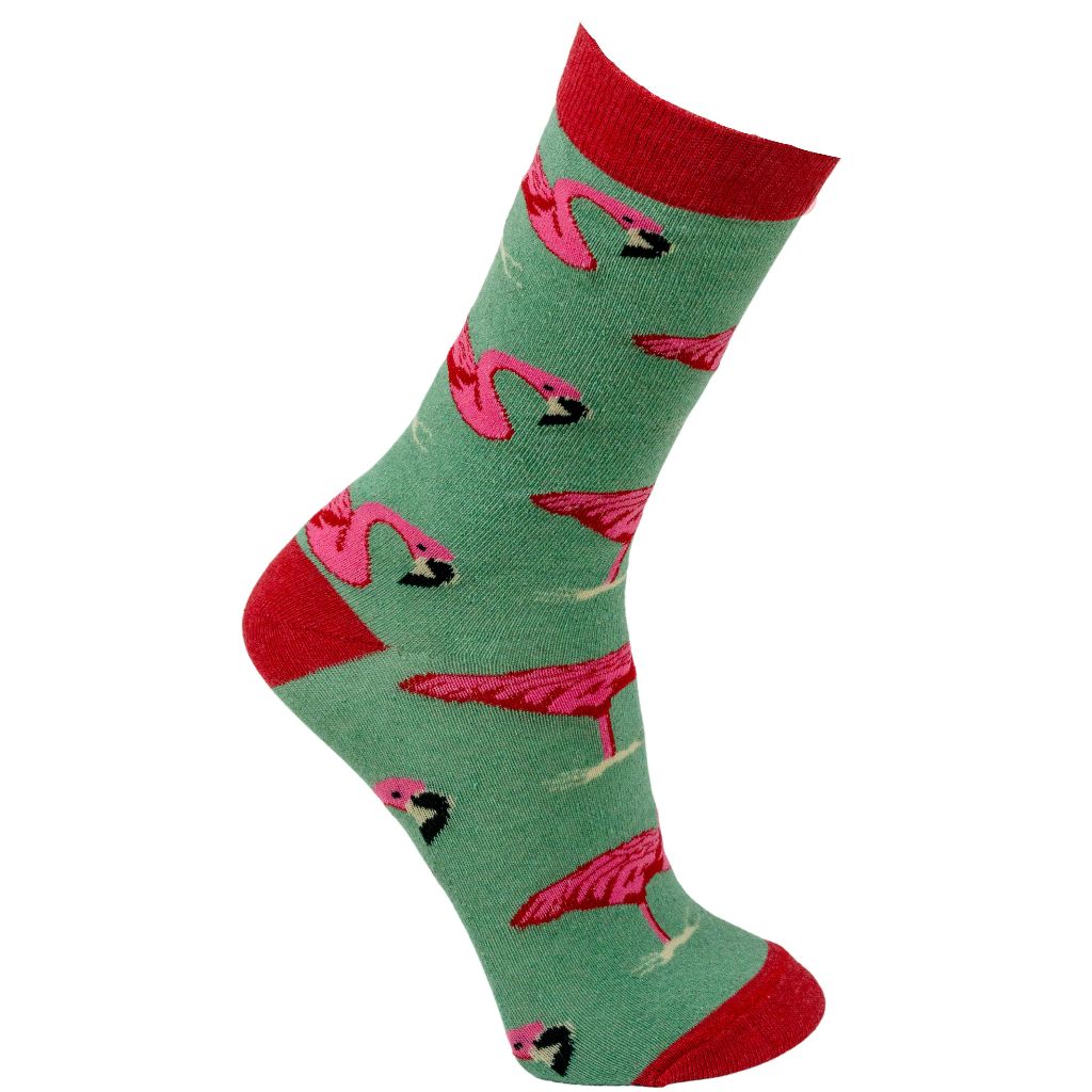 Meia Divertida Cano Longo Flamingos Oddo Masculina/Feminina