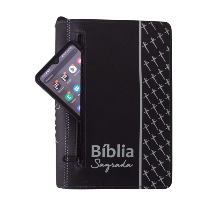 Capa para Bíblia Média com Zíper e Bolso Extern