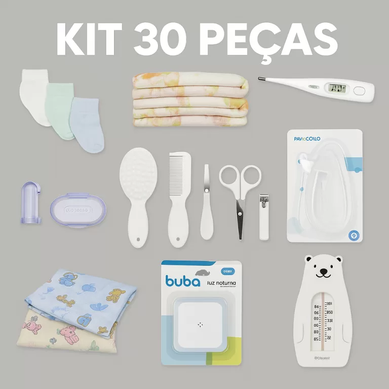 Kit Higiene Bebê 30 Peças Neutro | Enxoval Compl