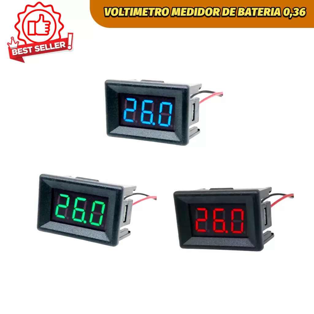 Voltimetro Digital medidor de bateria 0,36