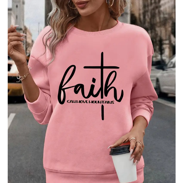Moletom Gola Redonda Feminino Estampada Faith A f