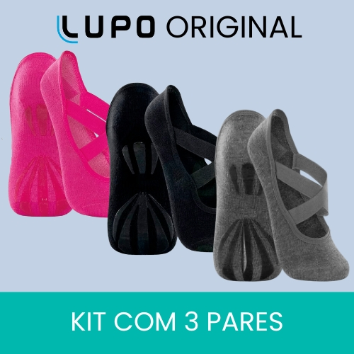 Kit 3 Meia Sapatilha Antiderrapante Pilates Yoga &