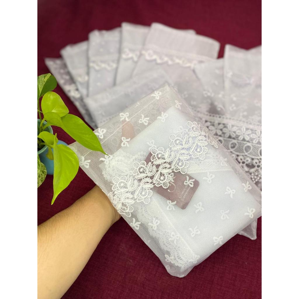 Porta Véu CCB Congregação Algodão Poá Lese Forrado com Aplicação de Renda de Guipir SORTIDAS**