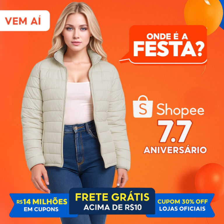 Jaqueta Puffer Feminina Impermeável Com Bolso Zí