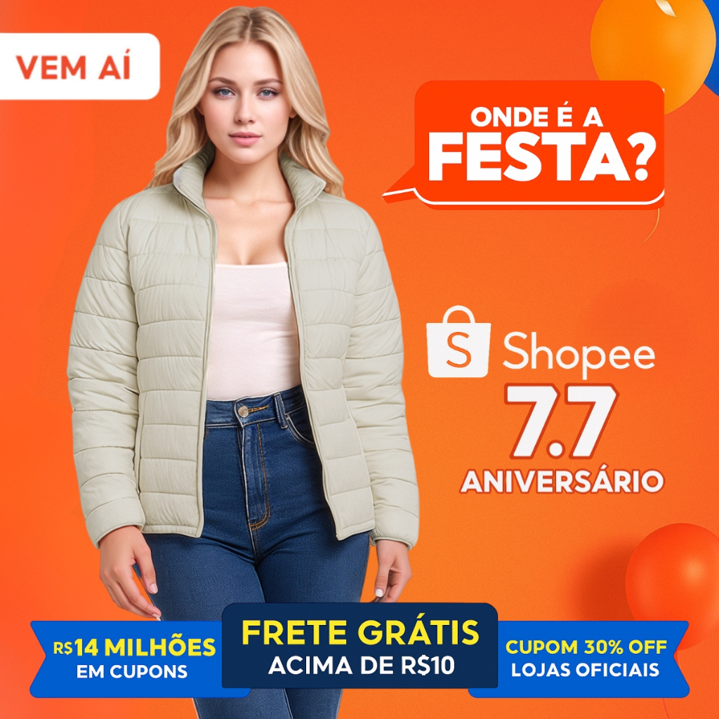 Jaqueta Feminina Impermeável Com Bolso Zíper Reforçado Corta Vento Nylon