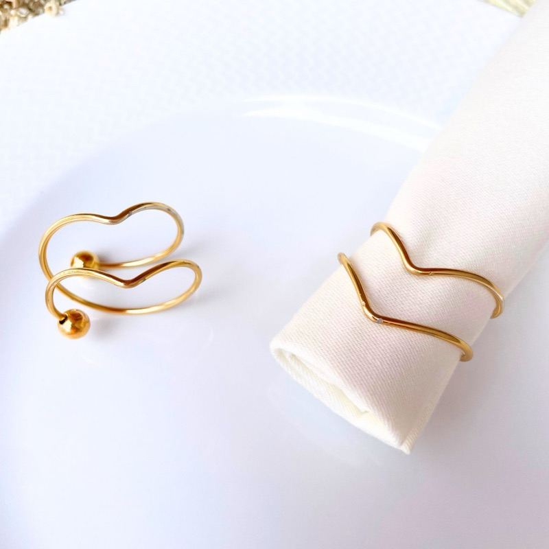 6 ou 12 Argola Porta Guardanapo Mesa Posta Minimalista Dourado Casamento