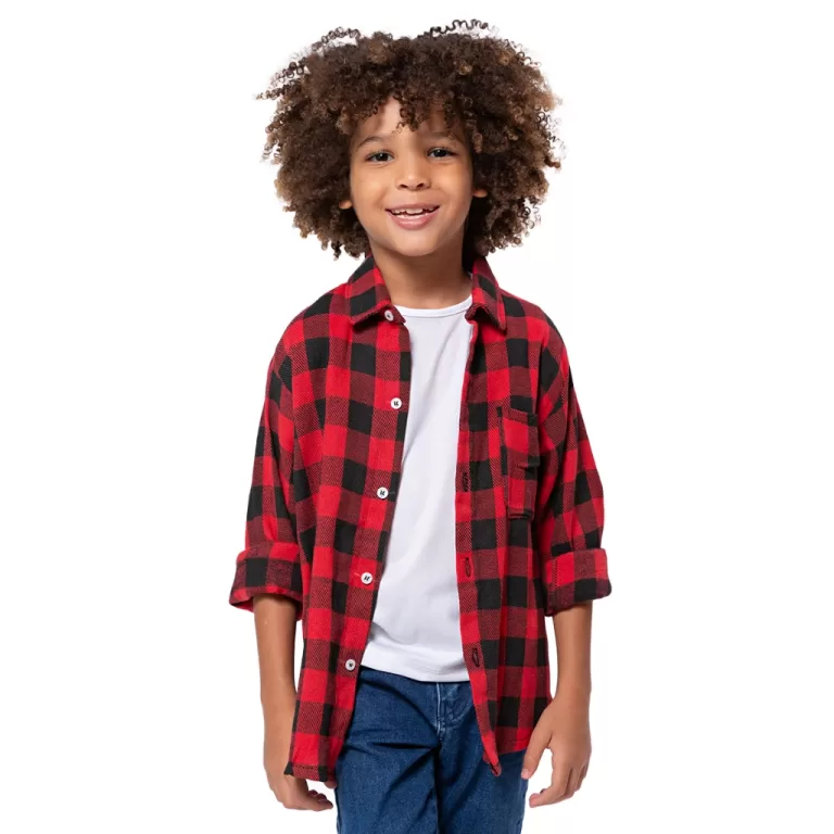 Camisa de Flanela Xadrez Infantil para Festa Junin